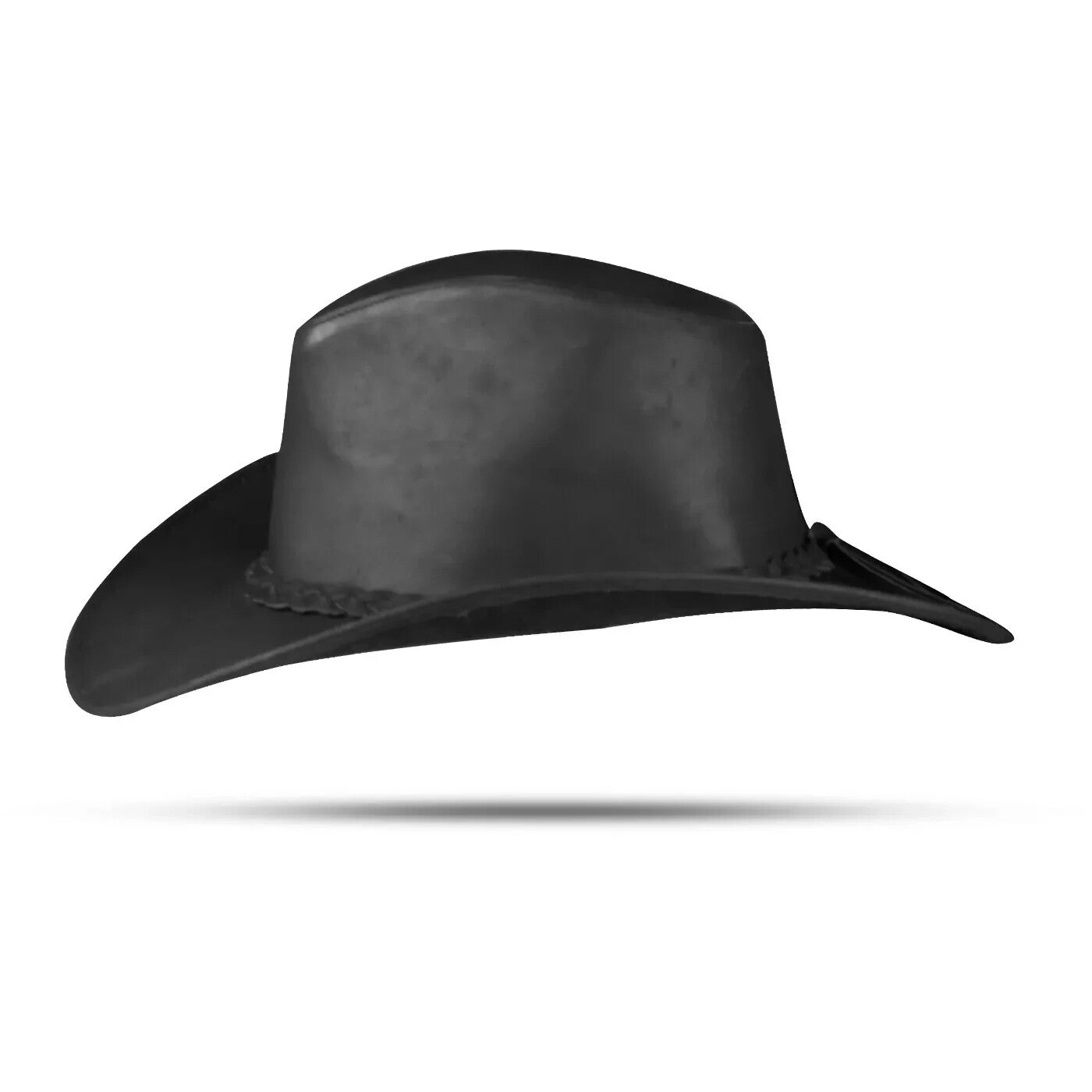 Men and Women Black Genuine Leather Cowboy Western Hat – Classic Ranch Style Outdoor Riding Accessory for Festivals, Country Events, Camping, Hiking, Line Dancing, Rodeo & Travel – Great Gift for Christmas, New Year, Wint