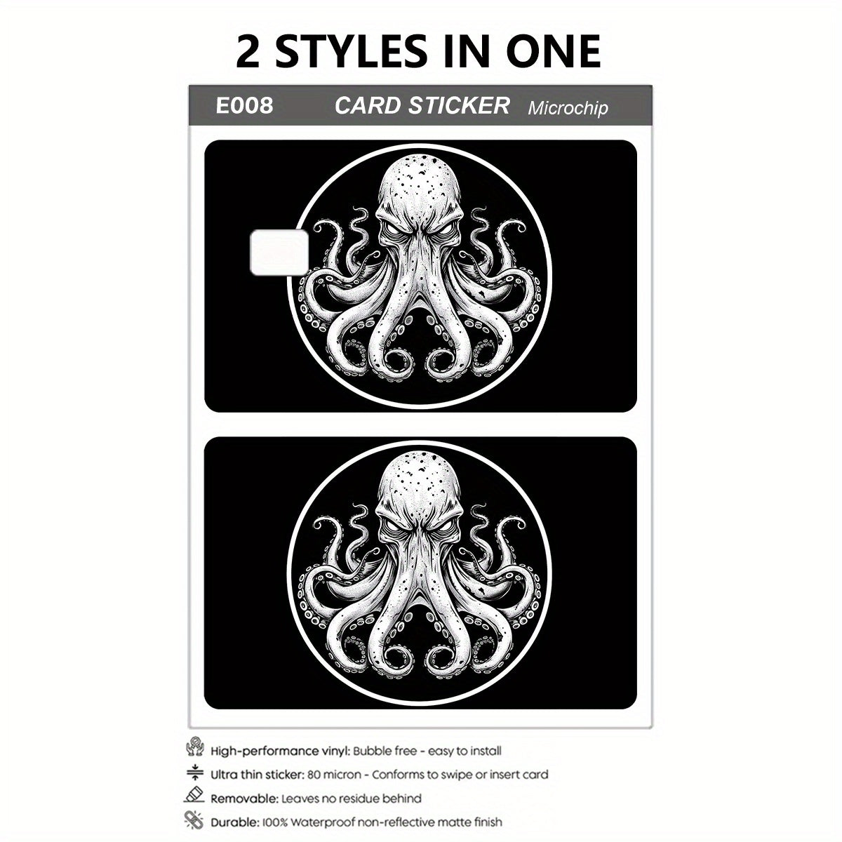 Simple Octopus Pattern Sticker Set, Durable Privacy Stickers Made of PVC Material, Suitable for Credit Cards, Transit Cards, Debit Cards, Keys, and More Uses, Protects Bank Cards, Ideal as Party Favors and Holiday Gifts