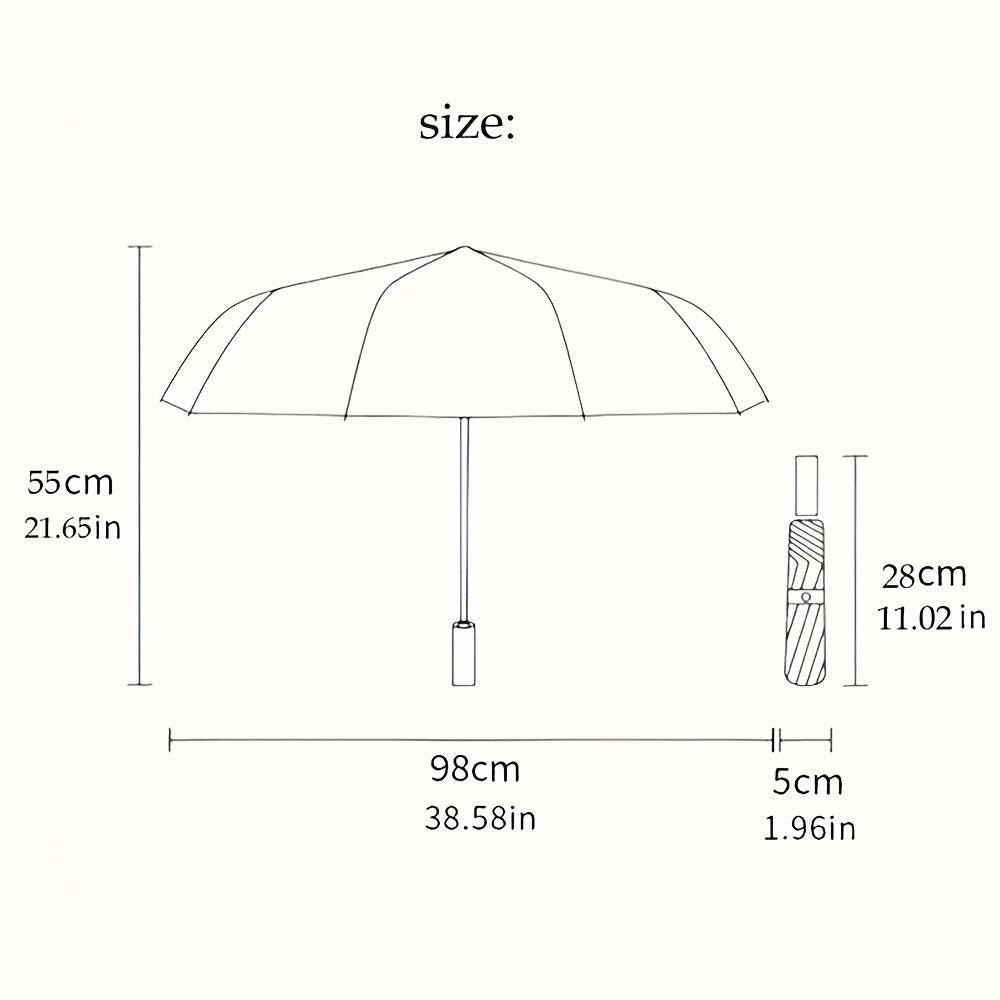 1pc Automatic Open/Close Umbrella with Self-Opening/ Closing Button, 8-Rib Sturdy Frame, Lightweight Compact Folding Travel Umbrella for Men & Women, Windproof Portable Automatic Brella with Auto Open/Close, One-Touch Operati