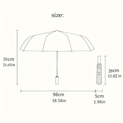 1pc Automatic Open/Close Umbrella with Self-Opening/ Closing Button, 8-Rib Sturdy Frame, Lightweight Compact Folding Travel Umbrella for Men & Women, Windproof Portable Automatic Brella with Auto Open/Close, One-Touch Operati
