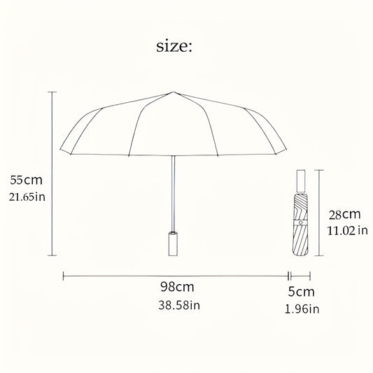 1pc Automatic Open/Close Umbrella with Self-Opening/ Closing Button, 8-Rib Sturdy Frame, Lightweight Compact Folding Travel Umbrella for Men & Women, Windproof Portable Automatic Brella with Auto Open/Close, One-Touch Operati
