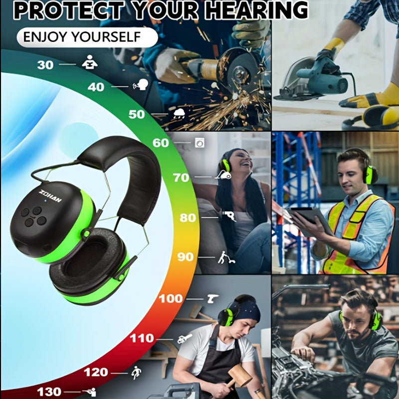 ZOHAN Upgraded Electronic Wireless Headset, NRR25db, Suitable For, Outdoor Sports, Mowing, Work, Cycling, Noise Cancelling Ear Protector With 1500mAh Rechargeable Battery Extra Long Standby For 40 Hours Comfortable Noise-canc