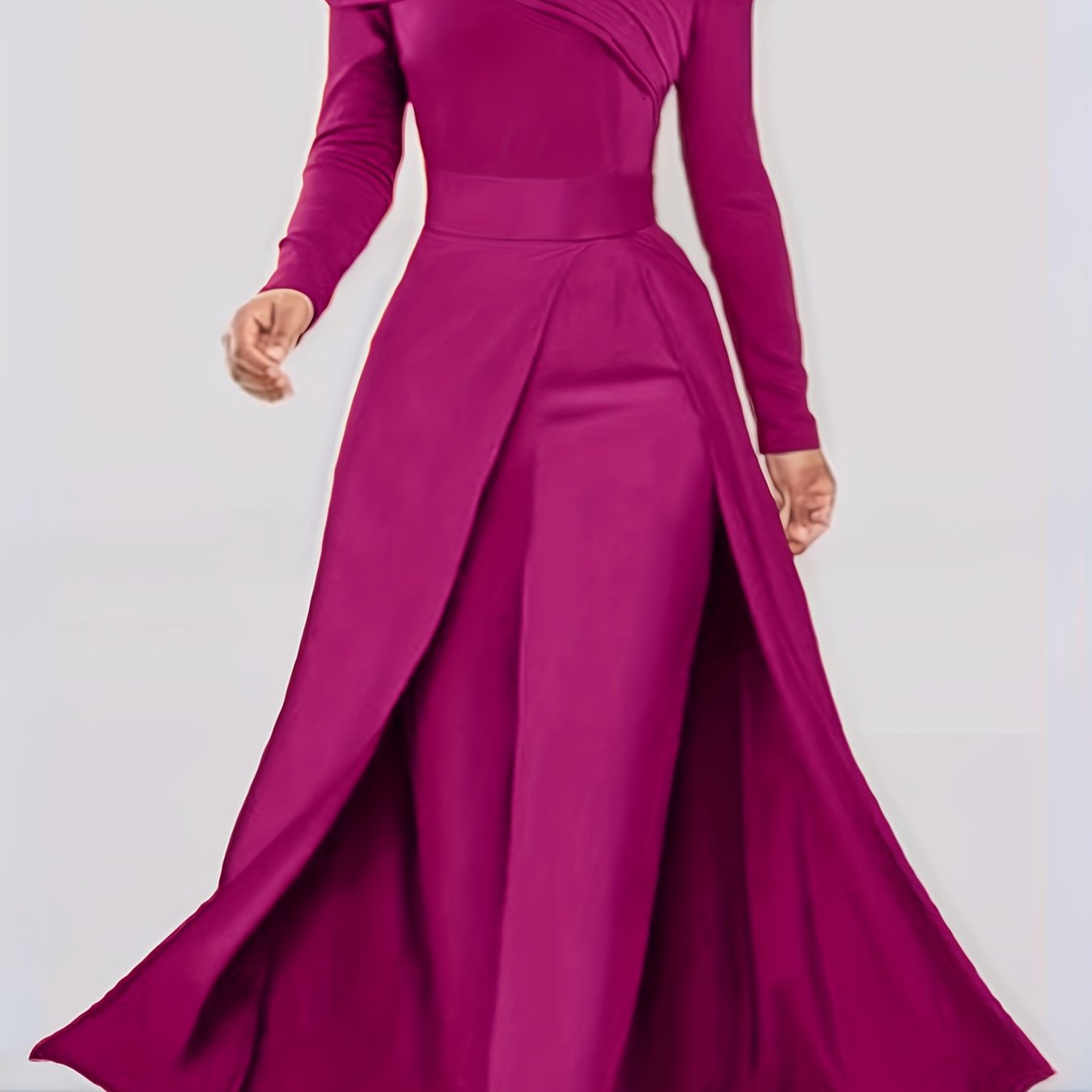 Autumn New Solid Color Fashionable Elegant Versatile Long Top Pants Women's Two-Piece Set