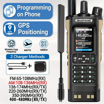 BAOFENG UV-32 10W GPS Ham Radio with APP Programming, NOAA Weather Alert, 2500mAh USB-C Rechargeable Battery, 400-520MHz Long Range Handheld Two-Way Radio for Hunting Fishing Outdoor Adventures, Ergonomic Design, High Quality