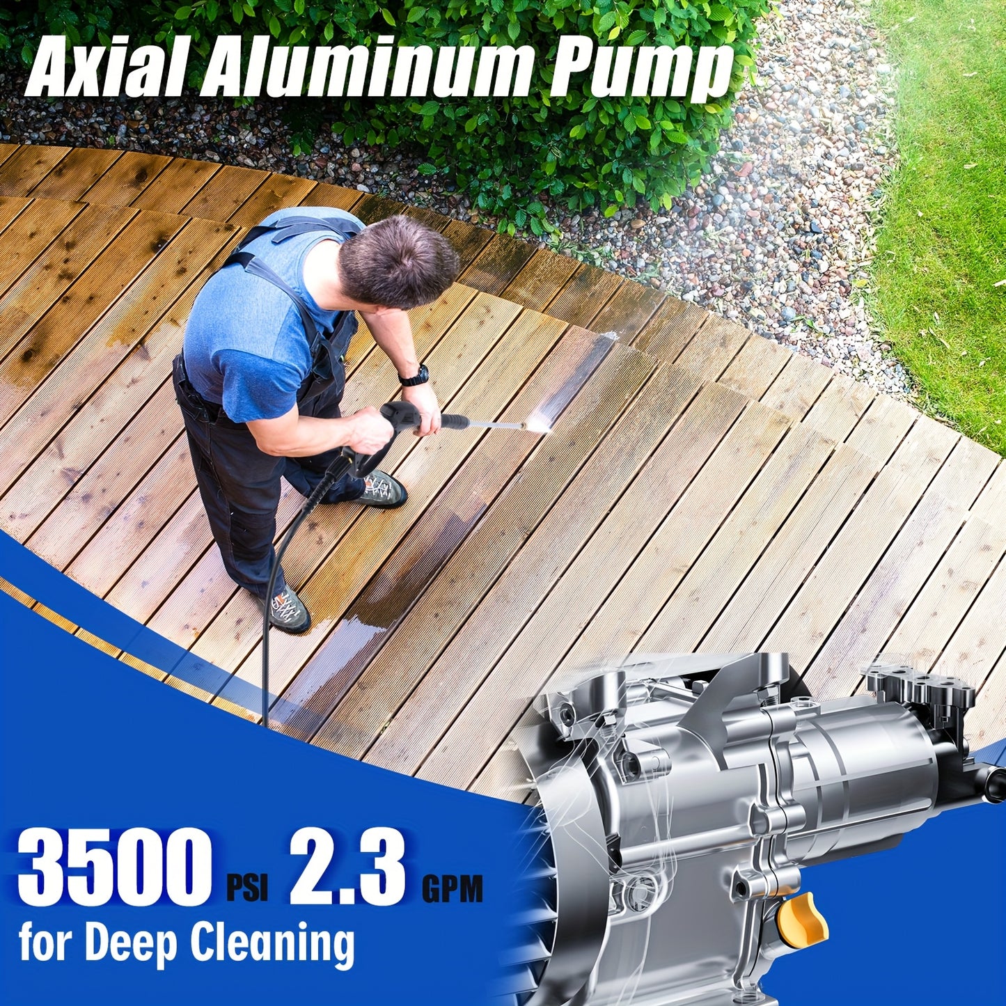 MUTAOMAY 3500PSI High-pressure Cleaning Machine, 2.3GPM High-pressure Cleaning Machine, with Four Adjustable Nozzles From 0 ° to 40 °, 25 Foot Long High-pressure Hose, Suitable for Flushing Dirt, Walls, Floors, Terraces, Ga
