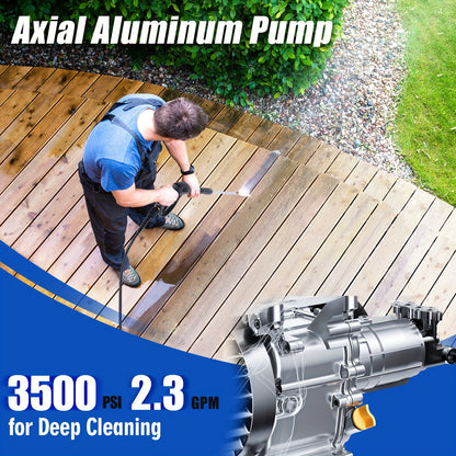 MUTAOMAY 3500PSI High-pressure Cleaning Machine, 2.3GPM High-pressure Cleaning Machine, with Four Adjustable Nozzles From 0 ° to 40 °, 25 Foot Long High-pressure Hose, Suitable for Flushing Dirt, Walls, Floors, Terraces, Ga