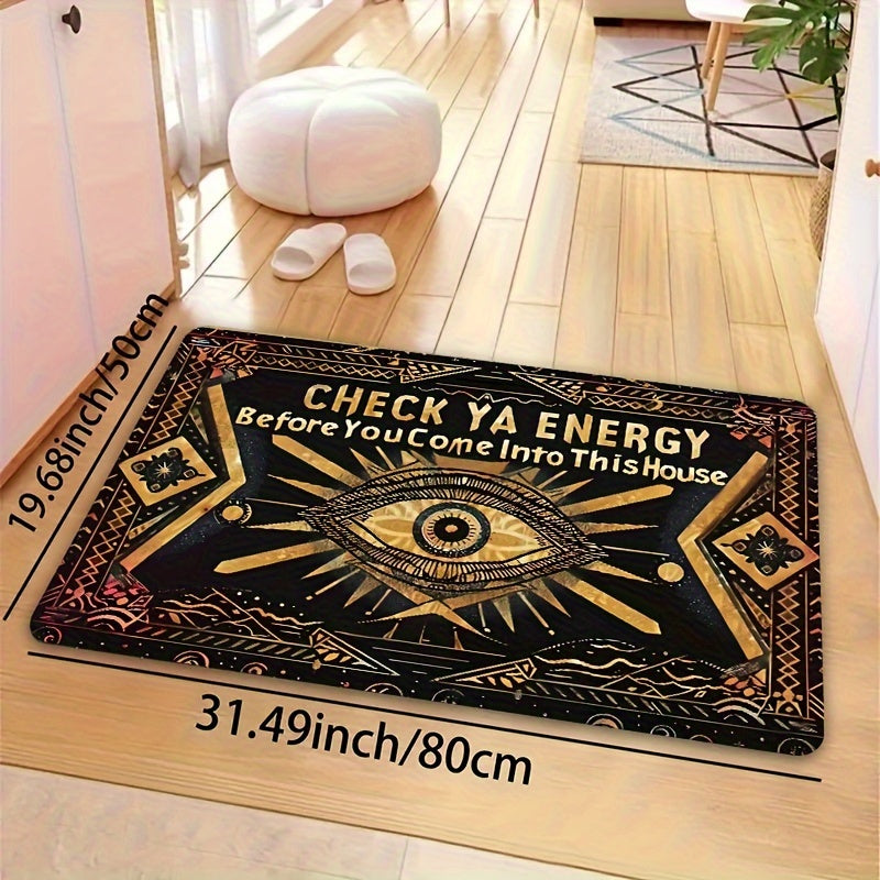 Magic Eye Check Your Energy Door Mat - Rectangular, Machine Washable, 8mm Thick, Soft Non-Slip, Suitable for Kitchen, Living Room, Bedroom, and Entryways