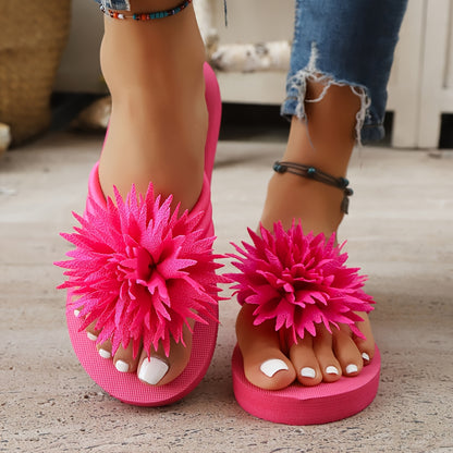 Women'S Plus-Size Floral Slip-Ons - Breathable Fabric with a Pink Flower Design, Comfortable Flat Soles Suitable for Indoor And Outdoor Walking, Home, And Casual Wear.