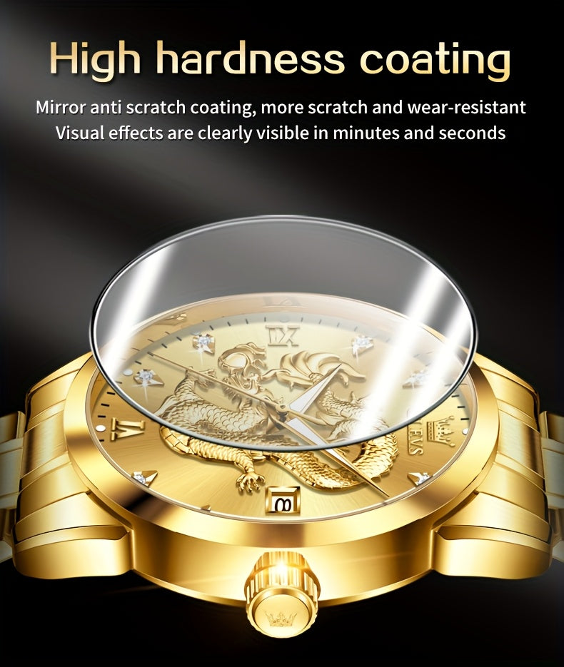 OLEVS New Luxury Business Luminous Quartz Stainless Steel Watches for Men Original Top Brand Fashion Men'S Wrist Watches Golden Trend High Quality Best Selling Men'S Watches, Fashion Watches for Men, Mechanical Watches for Me