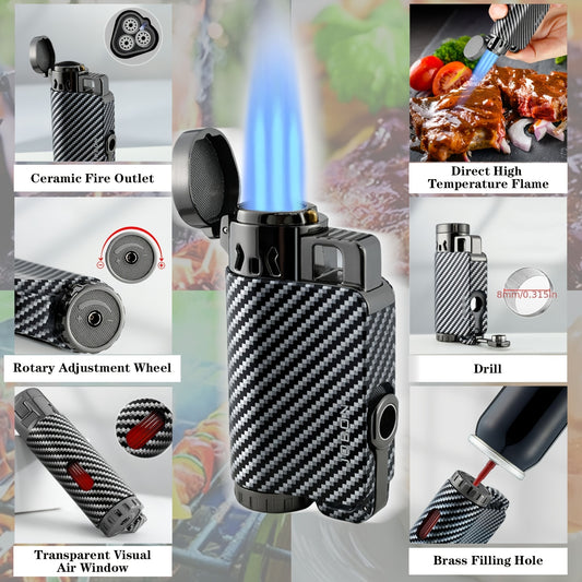 New Butane Spray Gun Lighter with Windproof Features, Direct Blue Flame, Visible Air Window, Adjustable Flame, And Circulating Inflation. It'S Multifunctional And Ideal for Outdoor Barbecues, Cooking, Welding, Lighting Candle