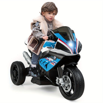 COSTWAY 12V Powered Electric Motorcycle, Kids 3 Wheel Ride-On Motorcycle Trike W/ Built-in, 2-Speed Rechargeable Electric Motorbike For Kids, Blue