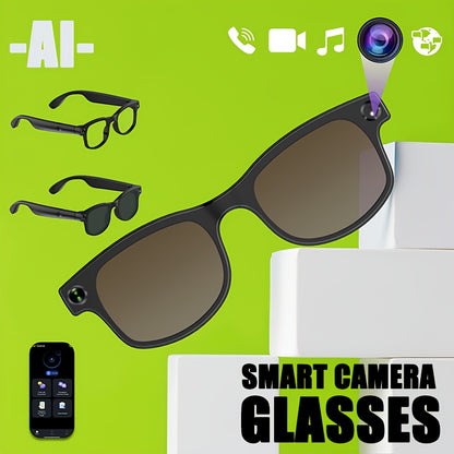 AI Smart Camera Glasses with Wireless 1080P HD Video Recording, Real-Time Translation, Hands-Free Voice Calling, Auto-Tinting Optical Lenses