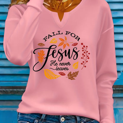 Women'S V-Neck T-Shirt - Fall Inspirational Christian Faith Apparel & Fall Leaves Design, Soft Everyday Church Outfit Essential for Women, Casual Wear & Seasonal Fashion, Autumn Theme Shirt, Comfortable Fit Shirt, Faithbased