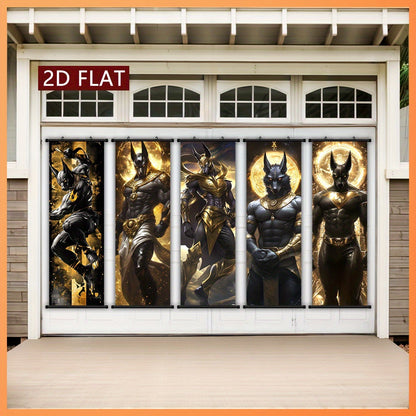 2D/Flat-5pcs Set of Framed Anubis Plastic Hanging Paintings, Retro Canvas Wall Art, Anime Scroll Painting Posters, Modern Home Decoration, Egyptian Theme Poster Pictures, with Plastic Frame Hooks