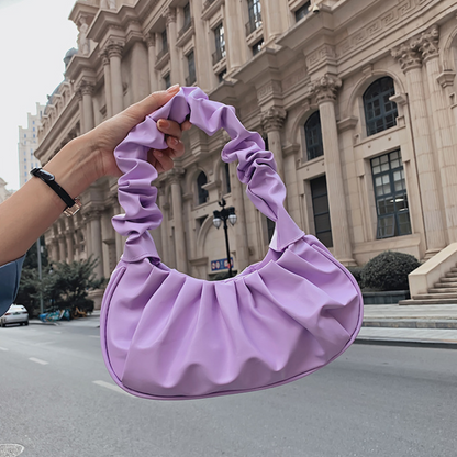 Fashion Pleated Handlebags for Women PU Cloud Bags Leisure Armpit Bag Shopping Shoulder Bags Dumpling Handbag Female Hand Bags