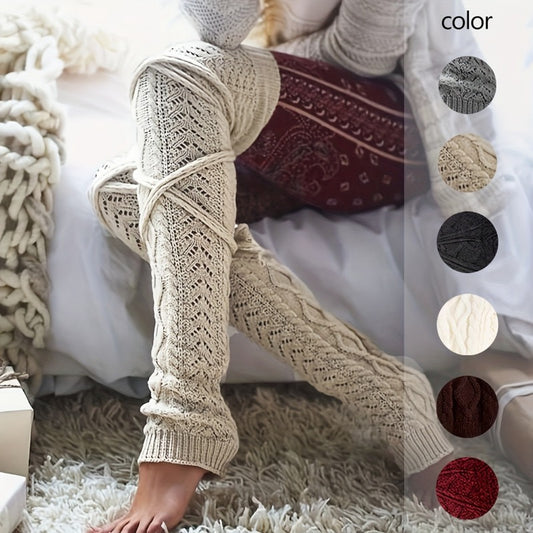 Women's Warm Over-the-Knee Knee-High Sock Covers - Solid Color Thermal Winter Socks Suitable for Cold Weather, Machine Washable, for & Casual Attire (All-Season)