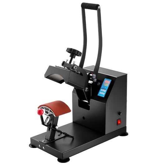 VEVOR Heat Press 6x3.75Inch Curved Element Hat Press Clamshell Design Heat Press for Hats Rigid Steel Frame No Stick Digital LCD Timer and Temperature Control (6x3.75Inch Clamshell Design)
