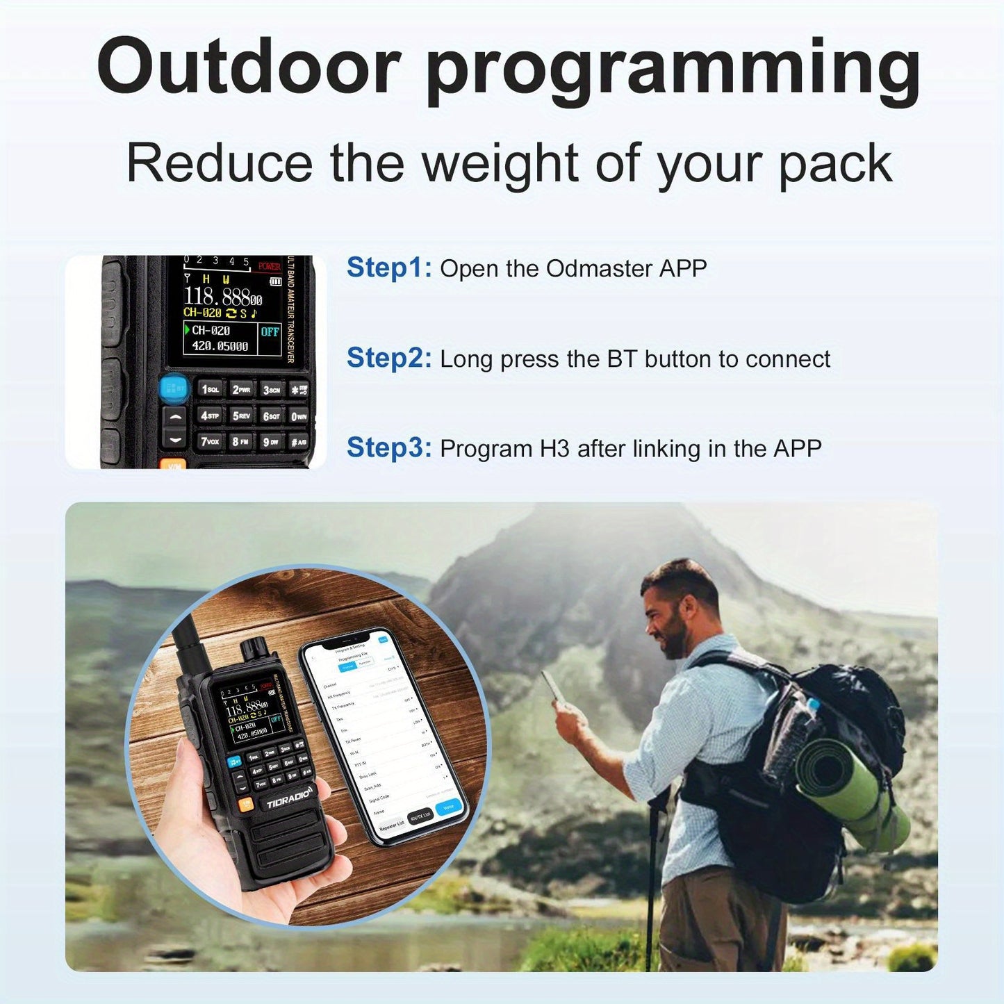 TIDRADIO H3 PLUS | Ham Radio Multi-Band Two-Way Radios with AM/FM & Wireless Headset Compatibility | 5000km Long Range Walkie Talkies for Camping & Emergency, Longrange Radios, Outdoor Communication, Portable Radio, Handheld