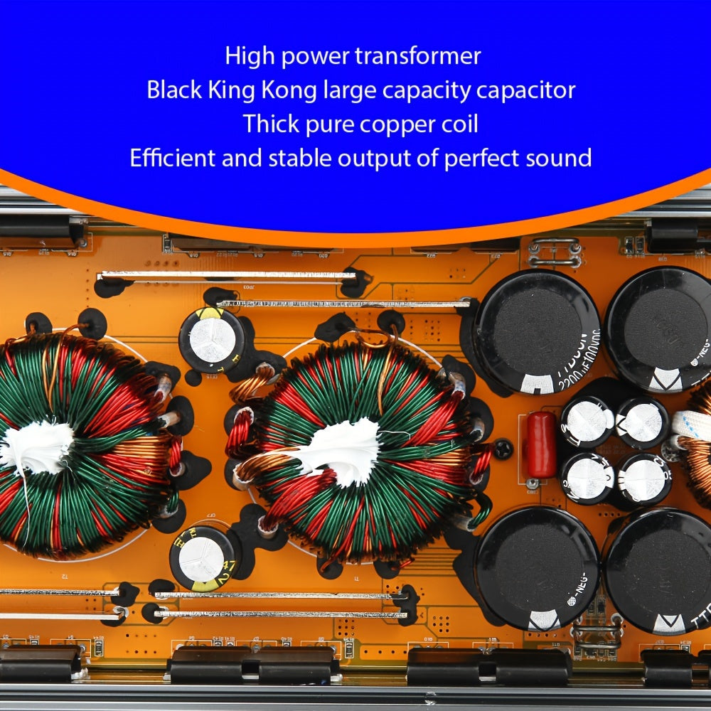 Bemines 2000.1 - High Power Car Amplifier - RMS 2000W Class D - Single-Channel Compact Audio Amp with HIFI Sound, Full Aluminum Alloy Chassis & Heat Sink Cooling - Suitable for Car Audio Upgrade