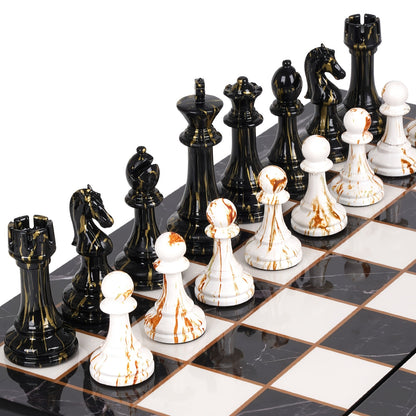 15" Large Chess Set For Adults With Weighted Acrylic Chess Pieces 3.5" King Portable Folding Marbling Wooden Chess Board Travel Chess Sets Family Board Game Gift Elegant Classic Chess Game