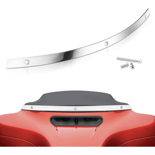 Polished Chrome Windshield Trim Stainless Windscreen Trim Batwing Motorcycle Windshield Trim Fit Touring Street Glide Ultra Limited Glide 2014 - 2024, Cruiser Wind Deflector, Precisioncrafted Part, Corrosionresistant Accessor