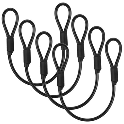 4pcs USCAPTAIN Heavy Duty Stainless Steel & PVC Coated Wire Rope - 12 Inch 0.24" Thick Braided Safety Lanyard with Loop Ends, Cut-Resistant Locking Cable for Outdoor Camping, Travel, Hanging, Secure Binding & Heavy Loads - Du