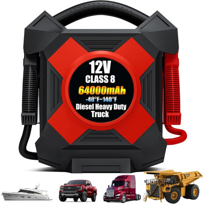 Heavy Duty Jump Starter, DM1264 30000A Ultrasafe 12V Battery Jumper Starter Portable, -40F° Startall Cat Battery Booster Pack for Semi Truck Gasoline and Diesel Engines Up to 26.15gal, Class8, Emergency Power Supply, Vehicle