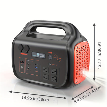 300W/600W/1000W+200W Solar Panel Portable Power Station, 1075Wh Backup Lithium Battery, 120V/1000W AC Outlet, Solar Generator For Home, RV, Outdoor, Camping And Emergencies Use