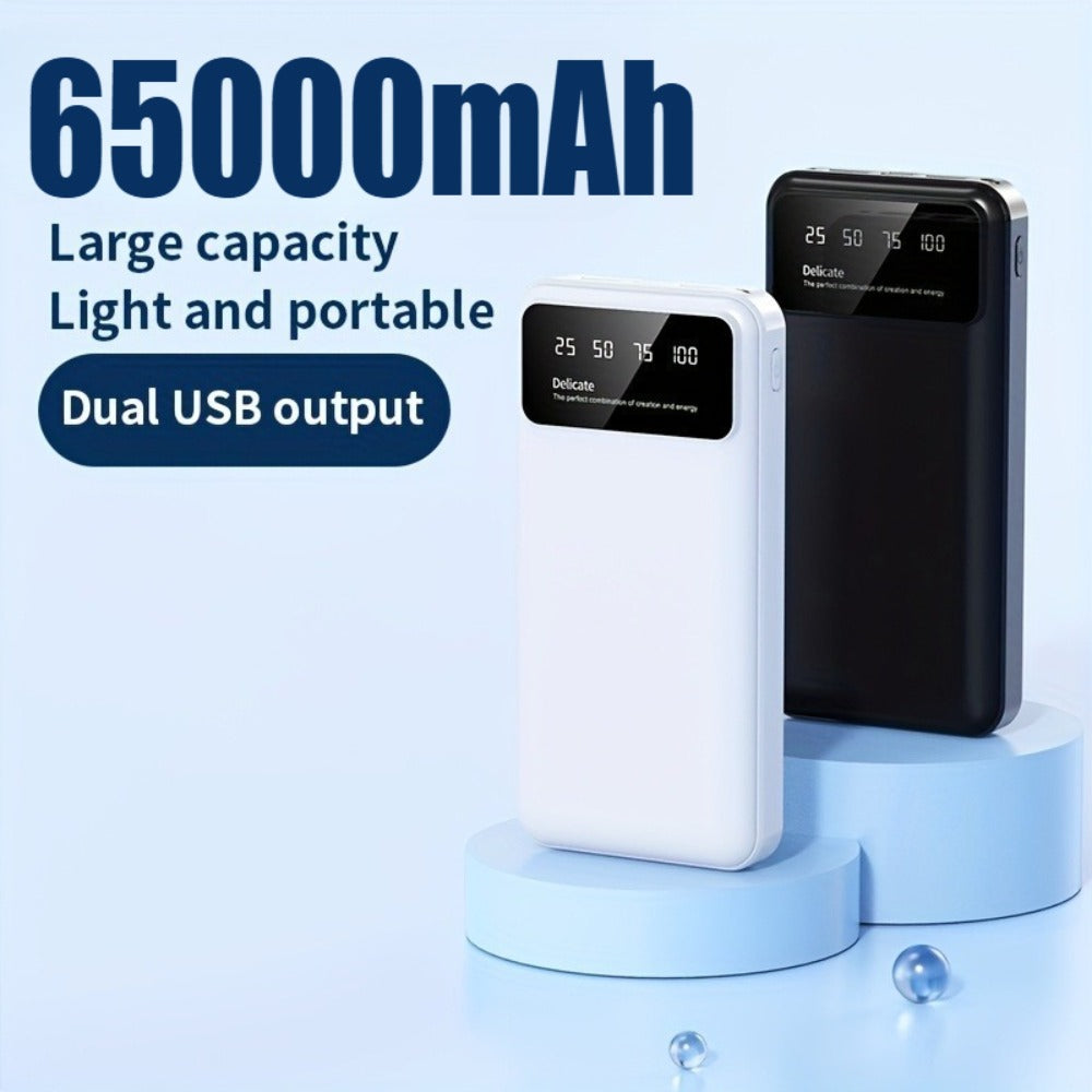 65000mAh High-capacity Portable Power Bank, Portable USB Charger, for iphone17/ 16/ 15/ 14/ 13/ 12/ 11/ XS, Portable Charger with LED Power Display Outdoor Travel Emergency Backup Power Bank, Best Gift for Halloween And Chris
