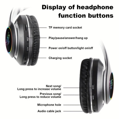 Wireless Noise Cancelling Headphones, Wireless Earbuds with Deep Bass, Lightweight Foldable Headphones with Built-in Microphone, for Work Laptops, Mobile Phones, On-head Gaming Headphones, Compatible with Android/iOS, Father'