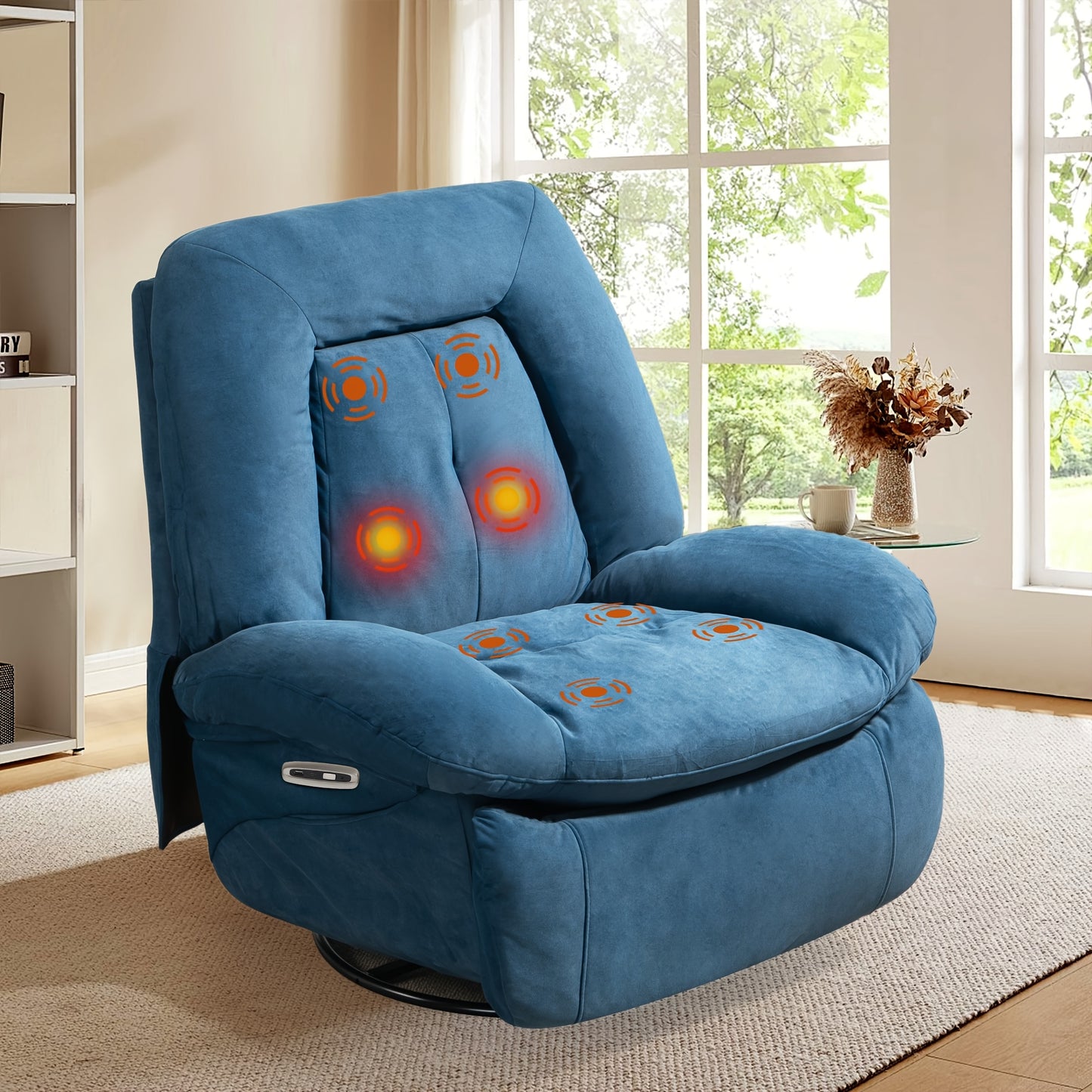 Electric Massage Recliner Chair with Heat - 360° Swivel & Rocking Recliner w/ USB Charging & Storage Pocket(for Christmas Gift)
