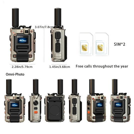 4G LTE Long Range 5000 Miles Handheld Push-to-Talk Two-Way Radio with SIM Card - Unlimited Range, USB Rechargeable, VHF Technology, 4G/3G/2.4G/3G/5G Compatible, Compact Design for Emergency Services, Construction, Events & Ou