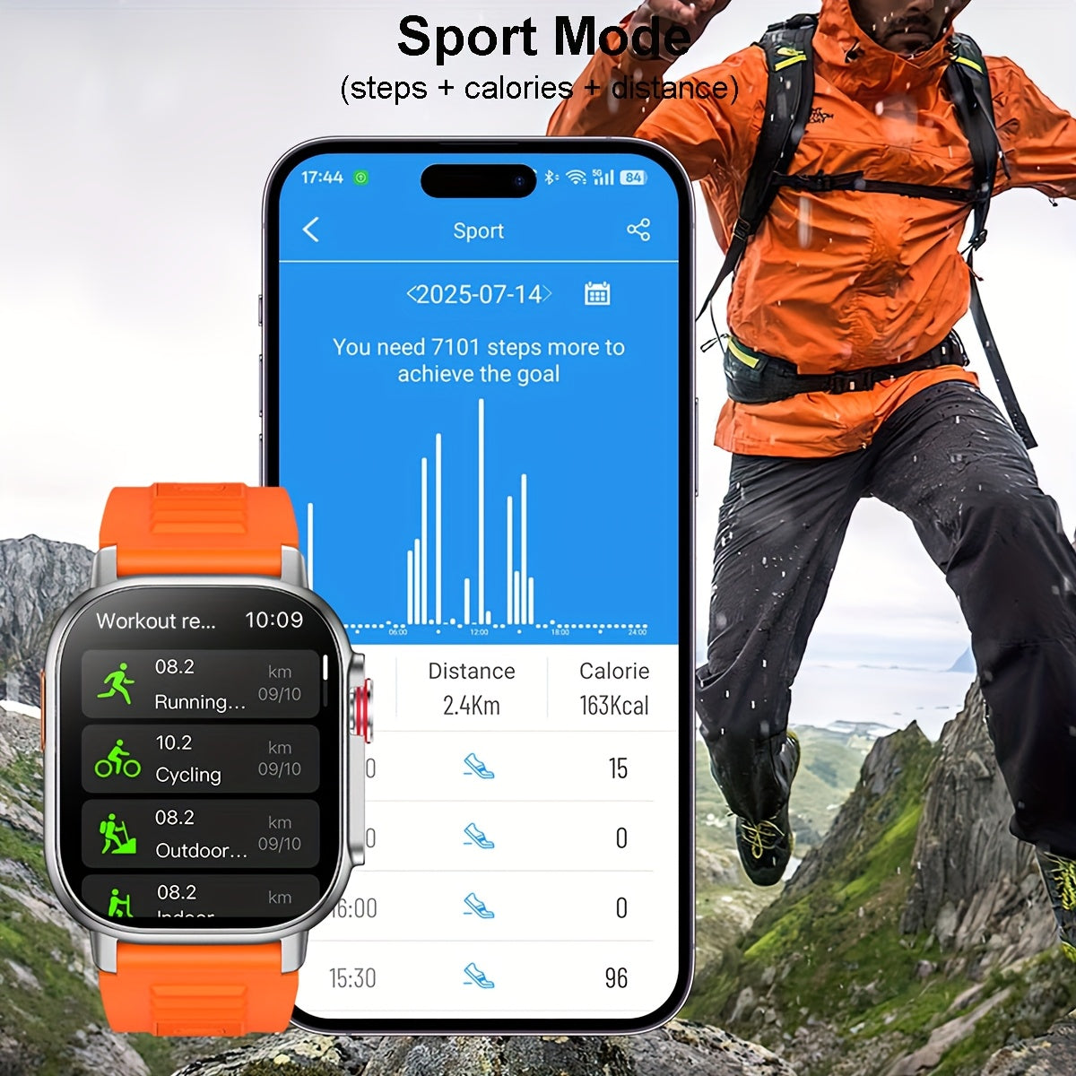 COIUSOR New 2, 01-inch GPS Smartwatch, GPS Positioning + IPS High-Resolution Display, Wireless Call Syncing SMS Reminder, GPS L1+L5 Dual-Frequency Positioning, Compass, Altitude, Barometric Pressure, High Quality, 3D Dly Vide