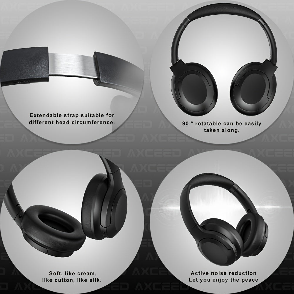 LIFEBEE Active Noise Cancelling Over-Ear Headphones - Wireless ANC Earbuds with Touch Control, Condenser Mic, Lightweight Plastic Semi-Open-Back Design, Sports & Exercise Compatible, Rechargeable Lithium Polymer Battery, Volu