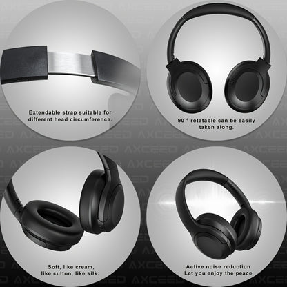 LIFEBEE Active Noise Cancelling Over-Ear Headphones - Wireless ANC Earbuds with Touch Control, Condenser Mic, Lightweight Plastic Semi-Open-Back Design, Sports & Exercise Compatible, Rechargeable Lithium Polymer Battery, Volu