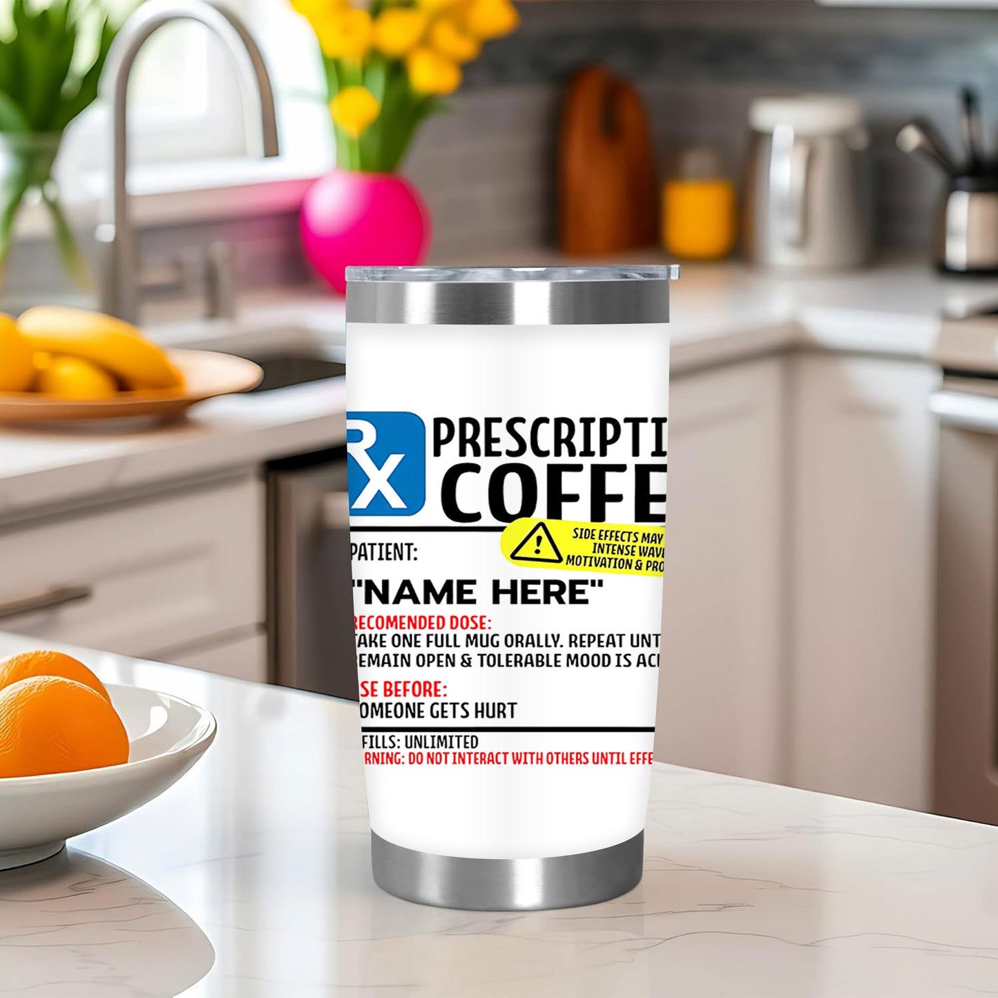 1pc 20oz Prescription Coffee Tumbler, Double Wall Vacuum Insulated Travel Mug, Spill Proof Lid, Perfect Gift for Dad, Mom, Ideal for Christmas, Thanksgiving, Valentine's, Mother's, Father's Day, Gift for birthday, Coffee Cup