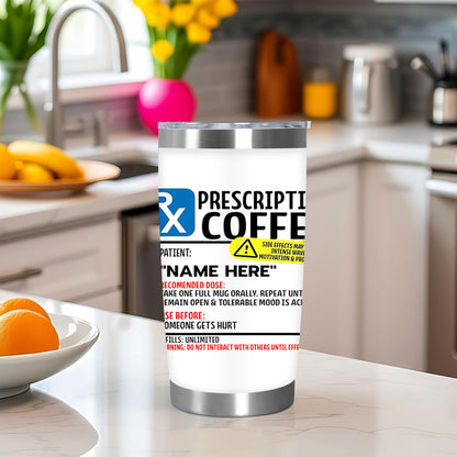 1pc 20oz Prescription Coffee Tumbler, Double Wall Vacuum Insulated Travel Mug, Spill Proof Lid, Perfect Gift for Dad, Mom, Ideal for Christmas, Thanksgiving, Valentine's, Mother's, Father's Day, Gift for birthday, Coffee Cup