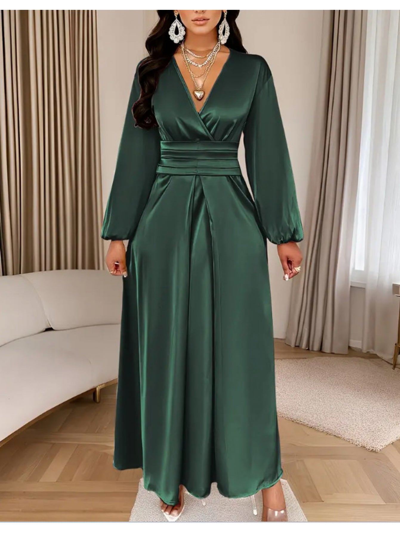 Women's Solid Color Simple Pleated Design Everyday Satin Dress, High-End Fashion Wedding, Engagement, Bridesmaid Dress, Evening Gown