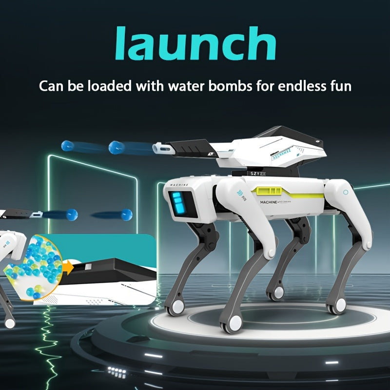 Smart Robot Dog, Remote Control Toy Robot Dog with Water Cannon Launch Pad, Programmable, Voice, Dance, Music, Can Be Controlled by Remote and Mobile Phone APP, Ideal Birthday Gift for Children