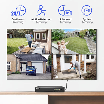 ANNKE 3K Lite 5-in-1 8CH DVR Wired 1080P Video CCTV Security Camera System with Smart AI Human&vehicle Detection, 8pcs 66ft EXIR Night Vision Home Surveillance Cameras 24/7 Around Recording, Real-time Email Alerts, Multi-Devi