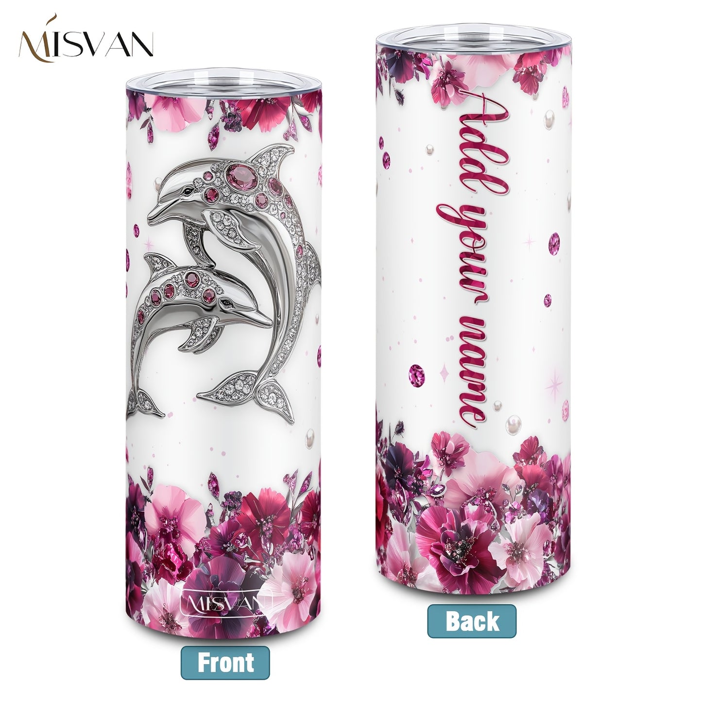 1pc Customized Name Stainless Steel Tumbler | 20oz/22oz/40oz Insulated Water with Lid, Reusable, Round Shape, 304 Stainless Steel, Ideal for Easter, Thanksgiving, Father'S Day, Mother'S Day, Graduation, White Diamond Butterfl