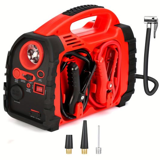 1000 Amp 12V Portable Car Jump Starter with Air Compressor, & Fast Charge - Heavy-Duty 260PSI Air, USB/ Lighter Power, Lithium-like Lead Acid Battery Booster for Trucks, RV, Boats, Motorcycles (Battery &