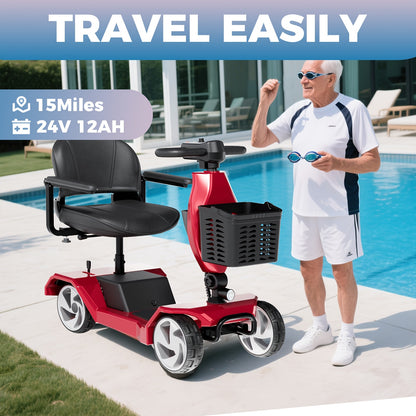 300lbs Super Load 4-wheel Electric Scooter, Foldable for Easy Storage, 15-mile Range Meets Daily Trips, 250W Motors Powerful, Climbs Easily, Front Practical Basket, Eases Shopping & Commuting, A Great Life Helper