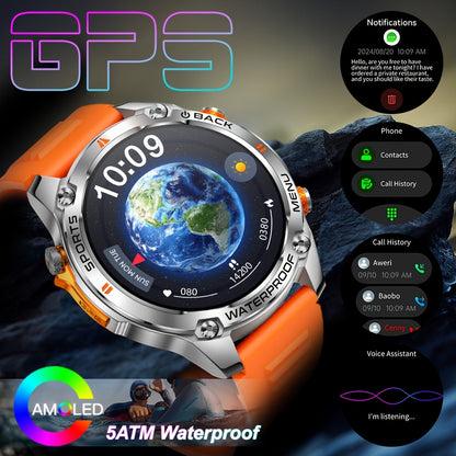 GPS smart watch for all kinds of outdoor sports, ultra-clear AMOLED screen, alloy frame, with compass, barometer, 5ATM High Quality, HD call, information push, health monitoring, 100 sports tracking, compatible with Android a