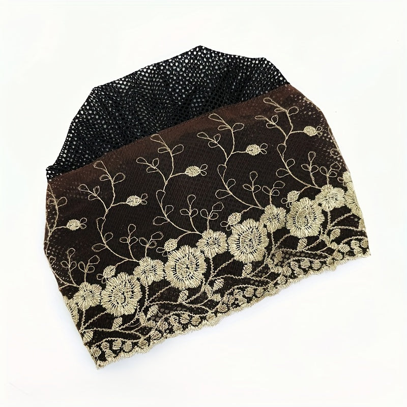 2pcs Women'S Embroidered Floral Breathable Stretch Headwrap | Multi-color Elastic Casual Cute Bohemian Muslim Turban for Hair Covering and Daily Wear