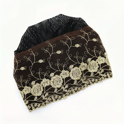2pcs Women'S Embroidered Floral Breathable Stretch Headwrap | Multi-color Elastic Casual Cute Bohemian Muslim Turban for Hair Covering and Daily Wear