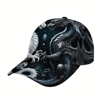 1pc Adjustable Dragon Baseball Cap for & - Black & White /Korean Dragon Scale & Wing Design, Lightweight PET &, Cool Casual Outdoor Sports Hat, Valentine's/Masquerade/ Accessory (Dragon