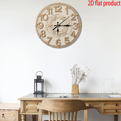 , 2DFlat, 1pc, wooden silent wall clock, round 8/10/12/14 inches, modern minimalist decoration, suitable for living room, bedroom, office, battery-operated (AA batteries not included), suitable for housewarming, wedding, birt