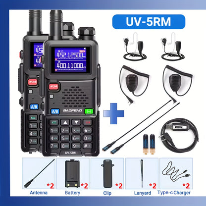 Baofeng UV-5RM Long Range Walkie Talkie, 10W High Power, Dual Band (UHF/VHF), 6-Band FM Radio, Rechargeable Battery, Clear Communication Up To 10 Miles, Compact & Durable Design Portable Radio, Sturdy Build, Intercom System,