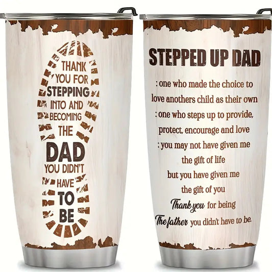 1pc 20oz Stepdad Tumbler - 12-Hour Insulated Stainless Steel Travel Mug with Lid & Straw, Stepfather Appreciation Gift (Step-Dad Design, -) - Dad from Step Daughter Son, Camping/Office/Coffee Cup for Stepdad Present